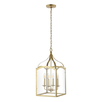 Ruth 11" Traditional Classic Lantern Metal/Glass LED Pendant - JONATHAN Y